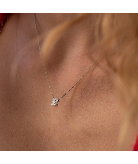 Silver necklace with the letter "B" with cubic zirconia 1103 B Onix 45