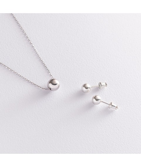 Silver earrings - studs "Balls" 123006 Onyx
