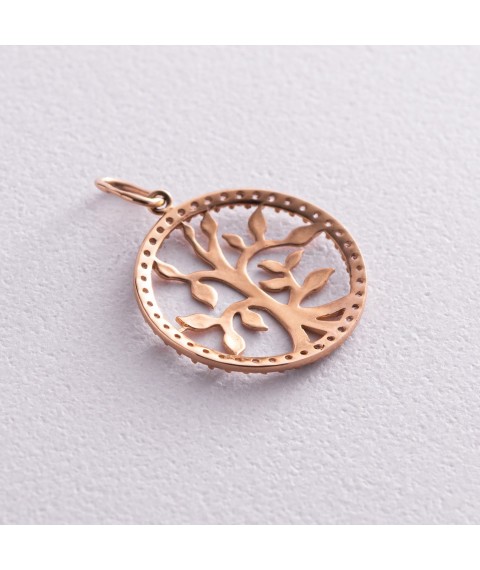 Gold pendant "Tree of Life" with cubic zirconia p03011 Onyx