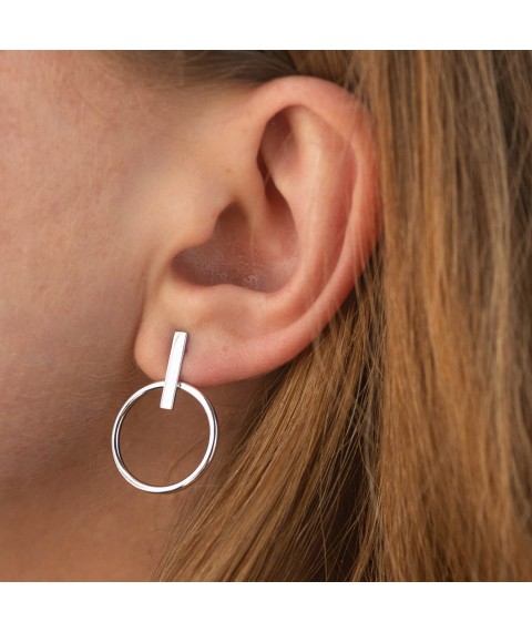 Gold earrings - studs "Confidence" s07275 Onix