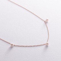 Necklace with pearls (red gold) count02398 Onix 45