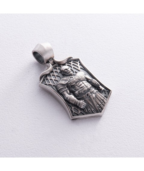 Men's silver pendant "Warrior" 378 Onyx
