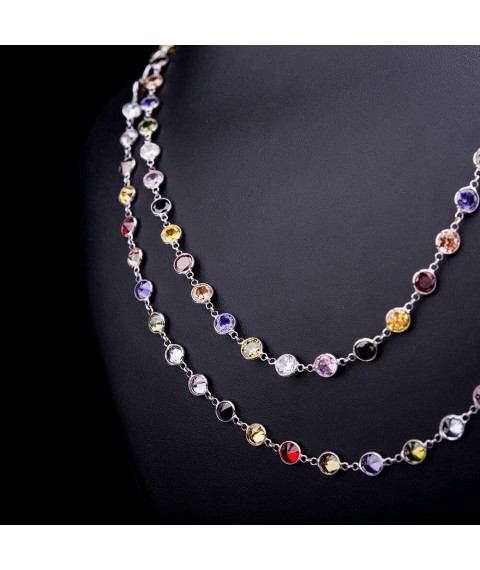 Silver necklace with multi-colored cubic zirconia 18195 Onyx