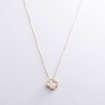 Necklace "Clover" in yellow gold (mother of pearl) count01695 Onix 45