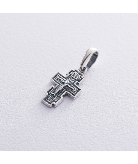 Silver cross with crucifix "Save and Preserve" 131468 Onyx