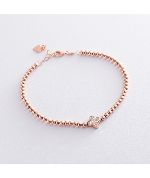 Ball bracelet "Clover" in red gold b04434 Onix 21