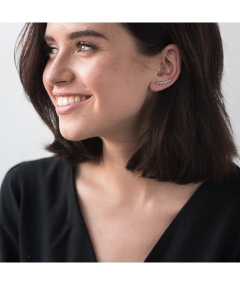 Gold earrings - climbers with leaves s06267 Onyx