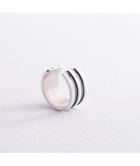 Silver earring - cuff "Lines" 123108 Onyx