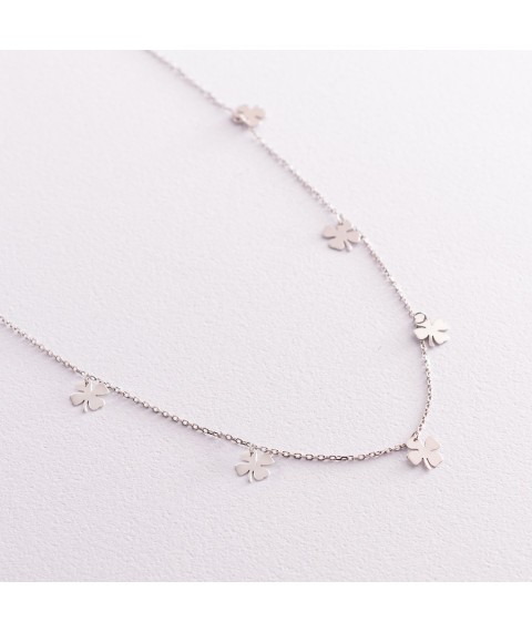 Necklace "Clover" in white gold kol02085 Onyx 47