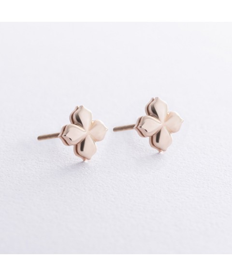 Earrings - studs "Clover" in yellow gold 335213100 Onyx