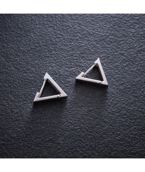 Silver earrings "Triangles" 902-01273 Onyx