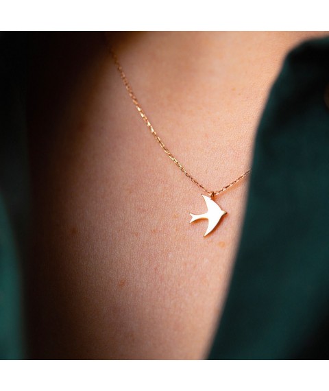 Necklace "Swallow" in red gold kol02158 Onyx 40