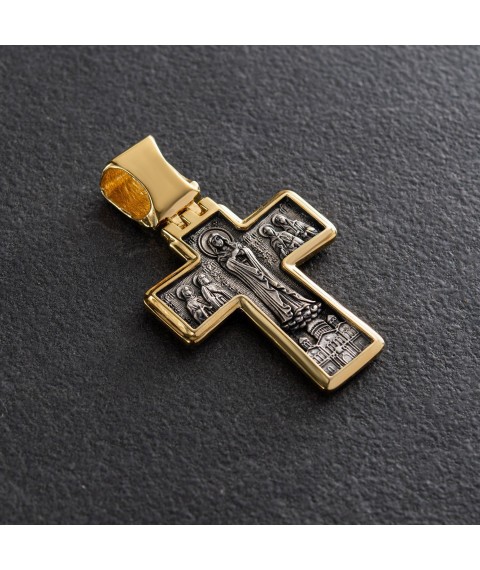 Серебряный крестик с позолотой "Распятие'' 131930 Онікс