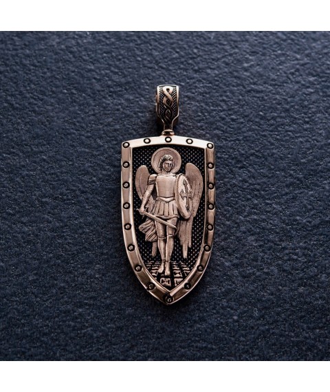 Gold pendant "Archangel Michael pray to God for us" p03823 Onyx