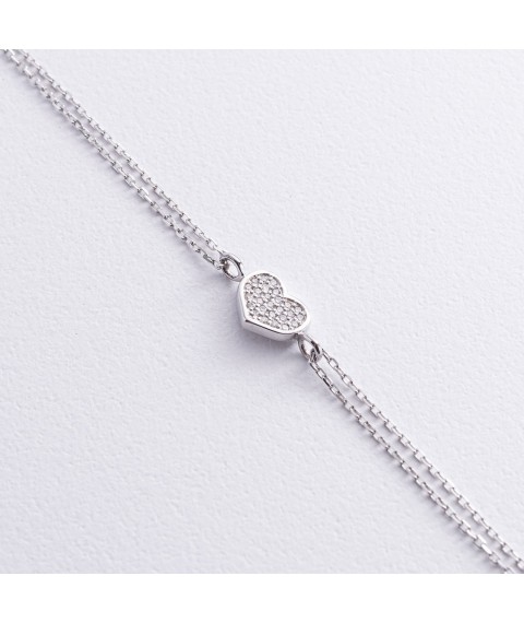 Bracelet "Heart" with diamonds (white gold) bb0048m Onix 22
