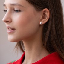 Gold stud earrings "Flowers" s05591 Onyx