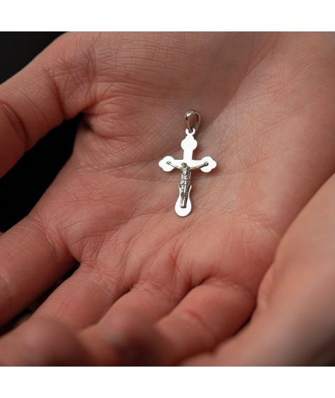 Cross "Crucifixion. Save and Preserve" in white gold p03783 Onyx