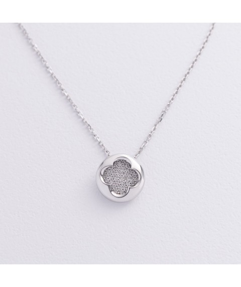 Gold necklace "Clover" with diamonds 741191121 Onix 45