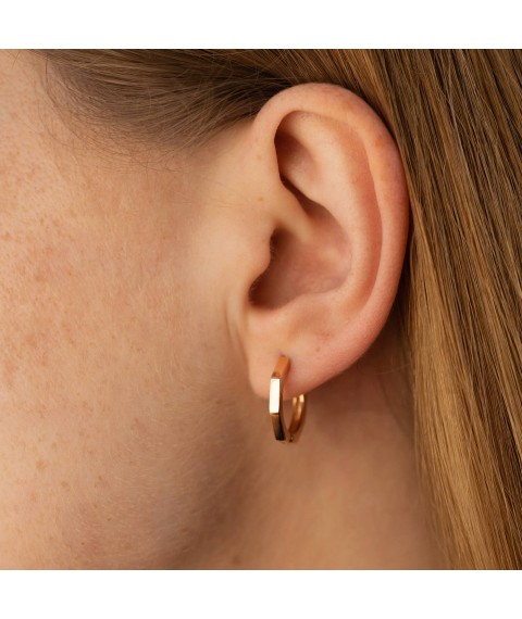 Earrings - rings "Geometry" in red gold s08571 Onyx