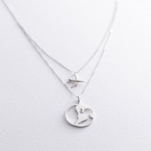Necklace in white gold "Around the World" coll01686 Onix 45