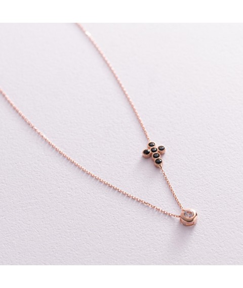 Gold necklace with a cross (cubic zirconia) coll02109 Onyx 43