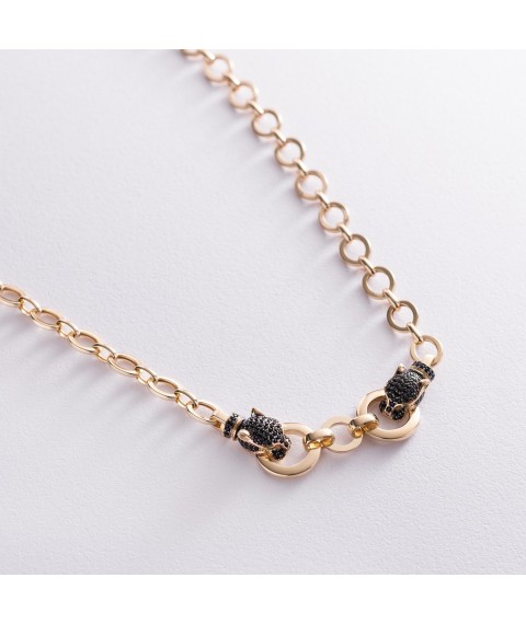 Necklace "Panther" in yellow gold (black cubic zirconia) count01985 Onyx 45