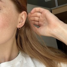 Серьги - кольца в красном золоте (1.2 см) с03380 Онікс