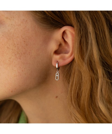 Earrings - rings with diamonds (white gold) 335111121 Onyx