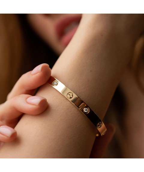 Hard bracelet "Love" with diamonds (yellow gold) 523453121 Onyx 18