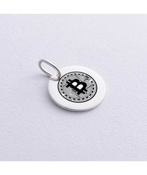 Silver pendant "Bitcoin" 132722bi Onyx