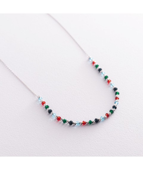 Silver necklace (multi-colored cubic zirconia) 181008 Onyx 45