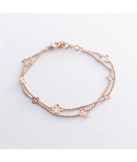 Bracelet "Cross" in red gold b04539 Onix 19