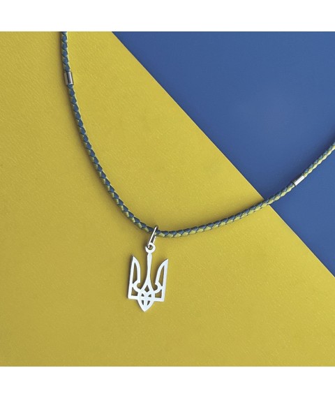Срібне кольє "Герб України - Тризуб на шнурку" 990 Онікс  55
