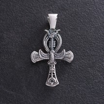 Silver pendant "Egyptian cross of Ankh. Rod of Osiris - symbol of eternal life" 133111 Onyx