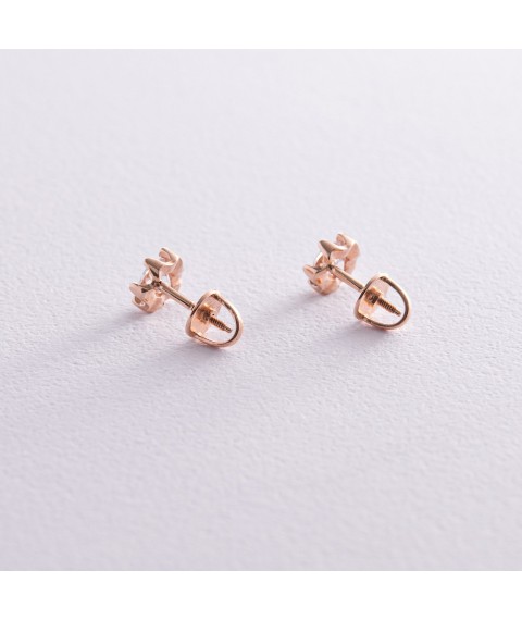 Gold earrings - studs with cubic zirconia s08174 Onyx