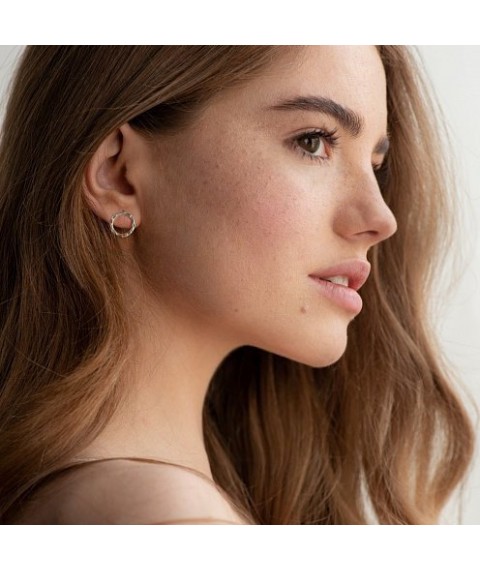 Silver earrings "Shimmer" (1.2 cm) 122706 Onyx