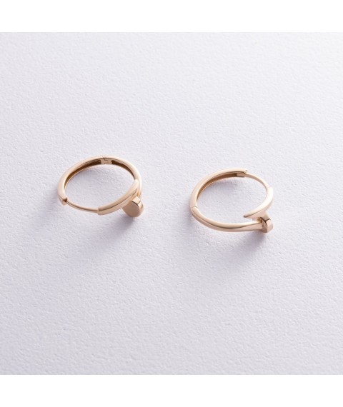 Earrings - rings "Nail" in yellow gold s08340 Onyx