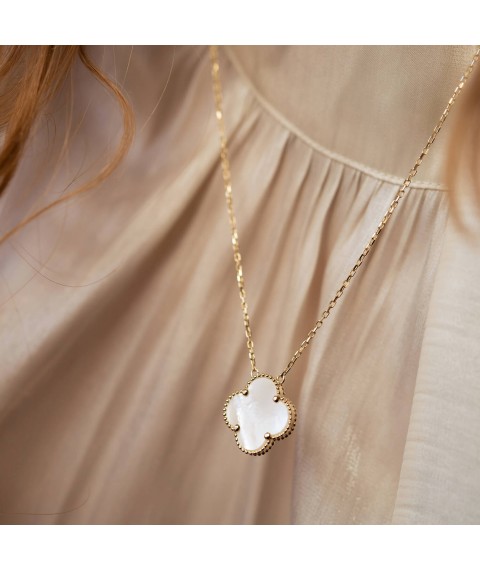 Necklace "Clover" in yellow gold (mother of pearl) count02381 Onix 50