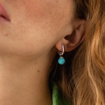 Earrings with turquoise (white gold) s08549 Onyx