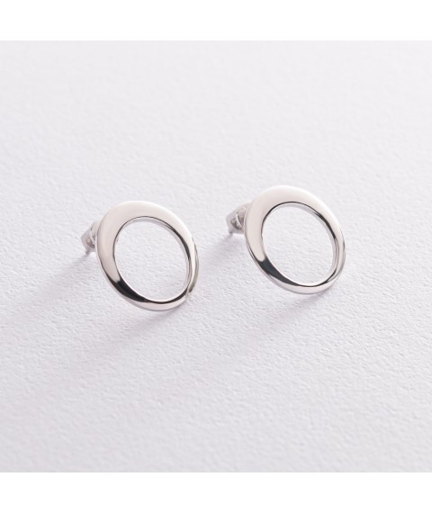 Earrings - studs "Orbit" in white gold s07347 Onyx