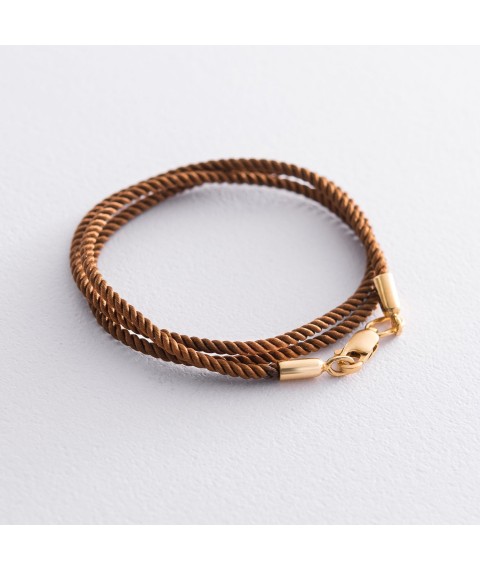 Silk brown cord with silver clasp (gold plated) 18698 Onyx 55