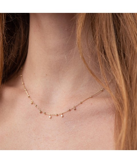 Gold necklace "Ella" with cubic zirconia col02090 Onix 45