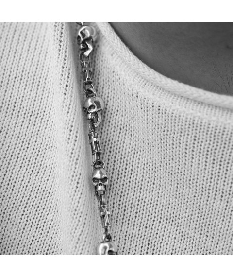 Silver necklace "Skulls" 364 Onyx 65