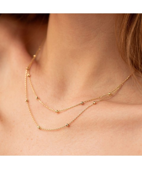 Double necklace "Balls" in yellow gold count02453 Onix 38