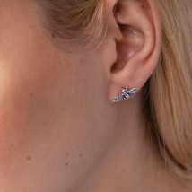 Silver earrings - studs "Wasp" 123216 Onyx