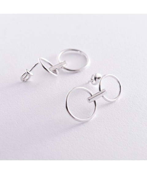 Silver earrings - studs "Balance" 122743 Onyx