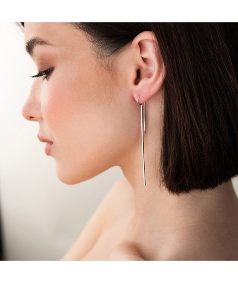 Silver earrings "Moment" 122693 Onyx