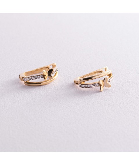 Gold earrings "Butterflies" with cubic zirconia s04919 Onyx
