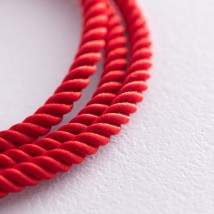 Шелковый красный шнурок "Спаси и сохрани" с серебряной застежкой (3мм) 18434 Онікс  50