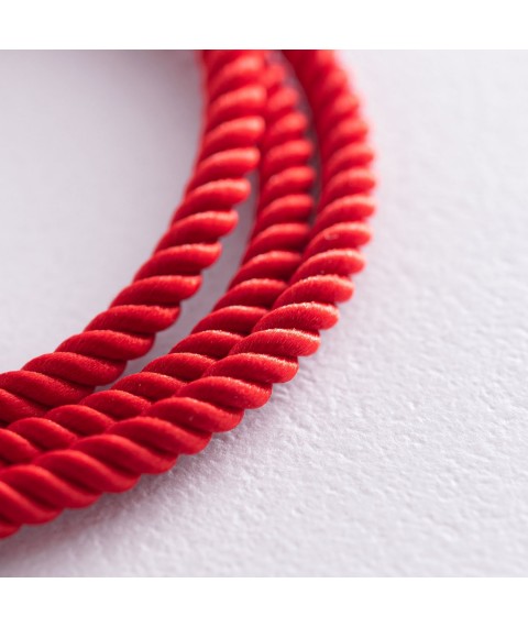 Шелковый красный шнурок "Спаси и сохрани" с серебряной застежкой (3мм) 18434 Онікс  50